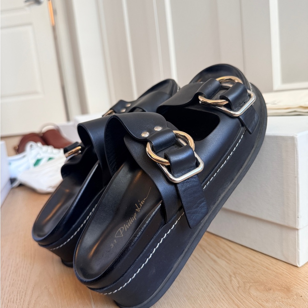 3.1 PHILLIP LIM LEATHER PLATFORM SANDALS - Picture 9 of 13